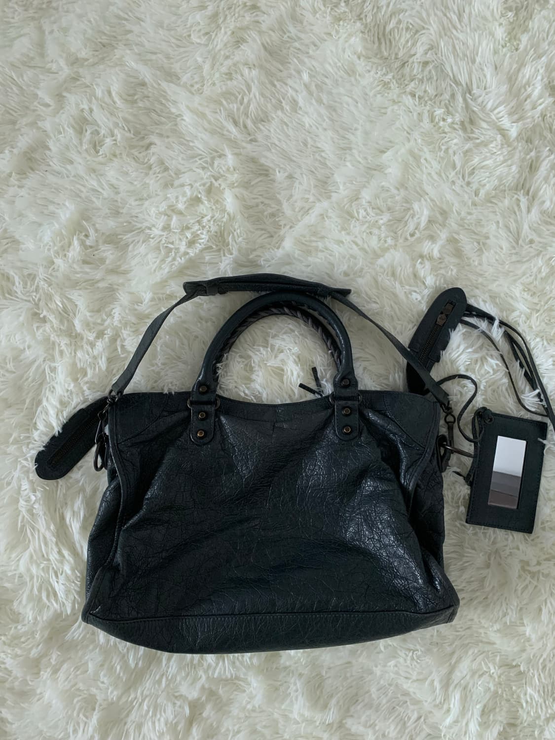 빈티지 발렌시아가 모터백 미디움 다크그레이 가방 상품이미지4