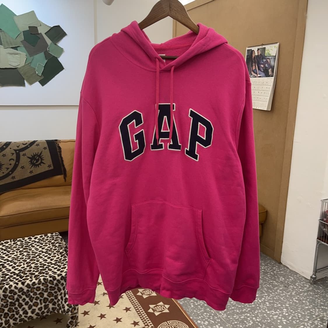 갭 레트로 Y2K 00's 대장급 핫핑크 빅로고 후드티 XL C09584 상품이미지3