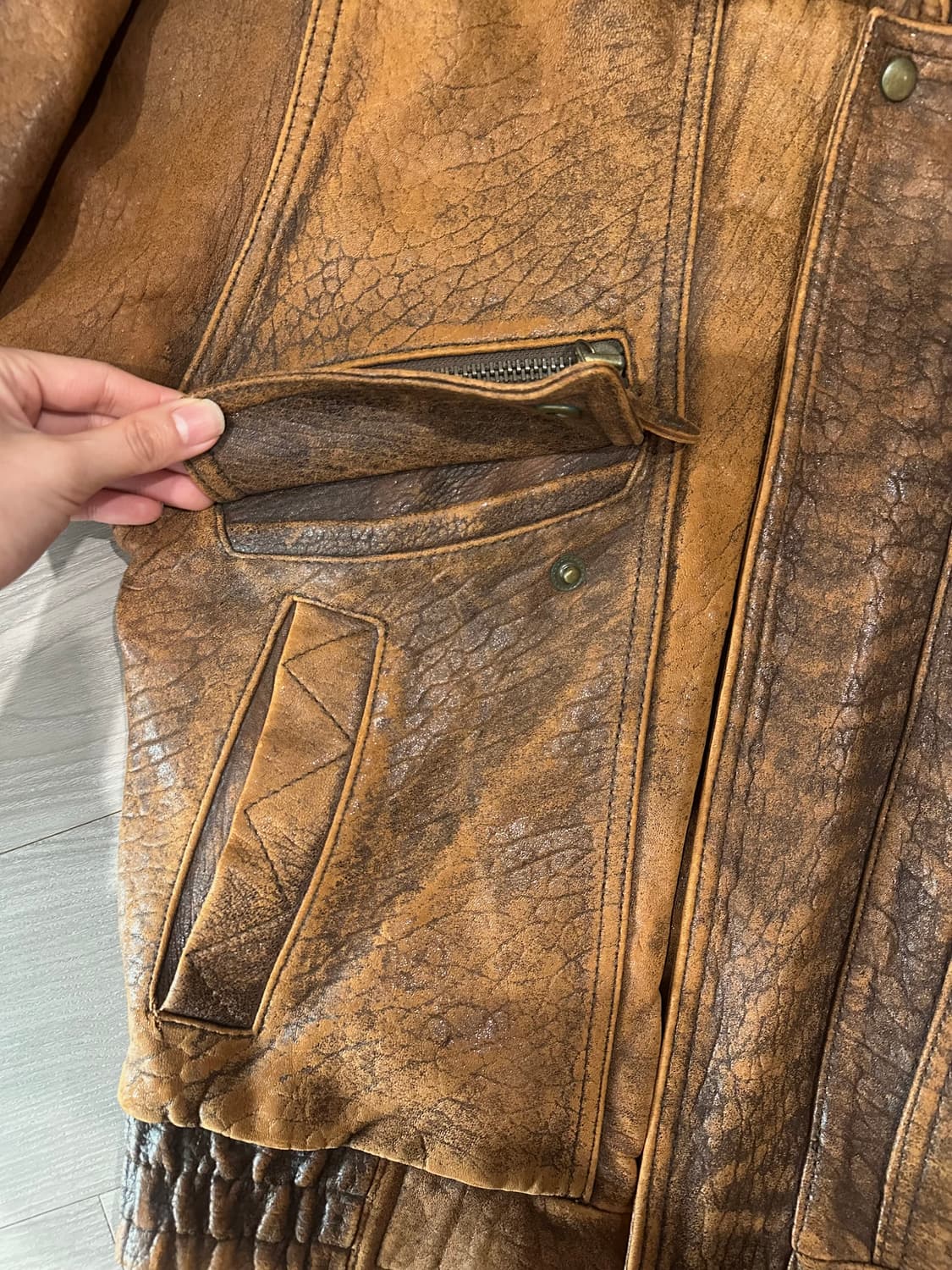 빈티지 브라운 양가죽 봄버 자켓 상품이미지9