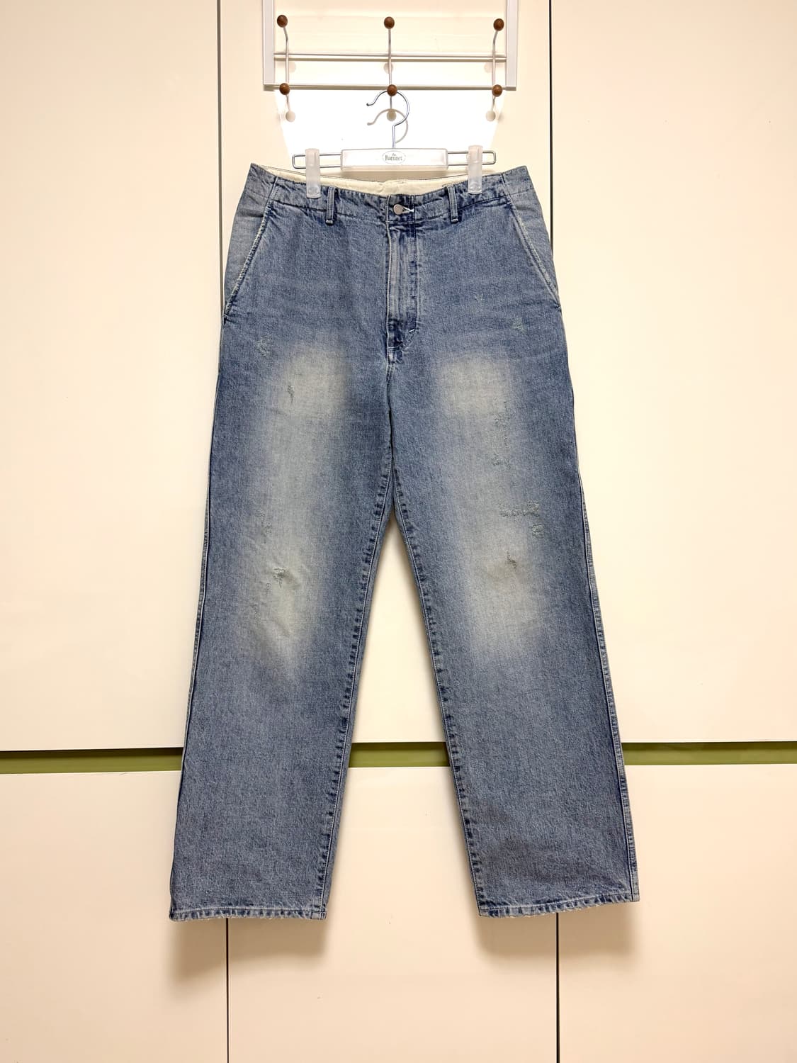 포터리 원워시드 와이드 데님팬츠 미드블루 상품이미지1