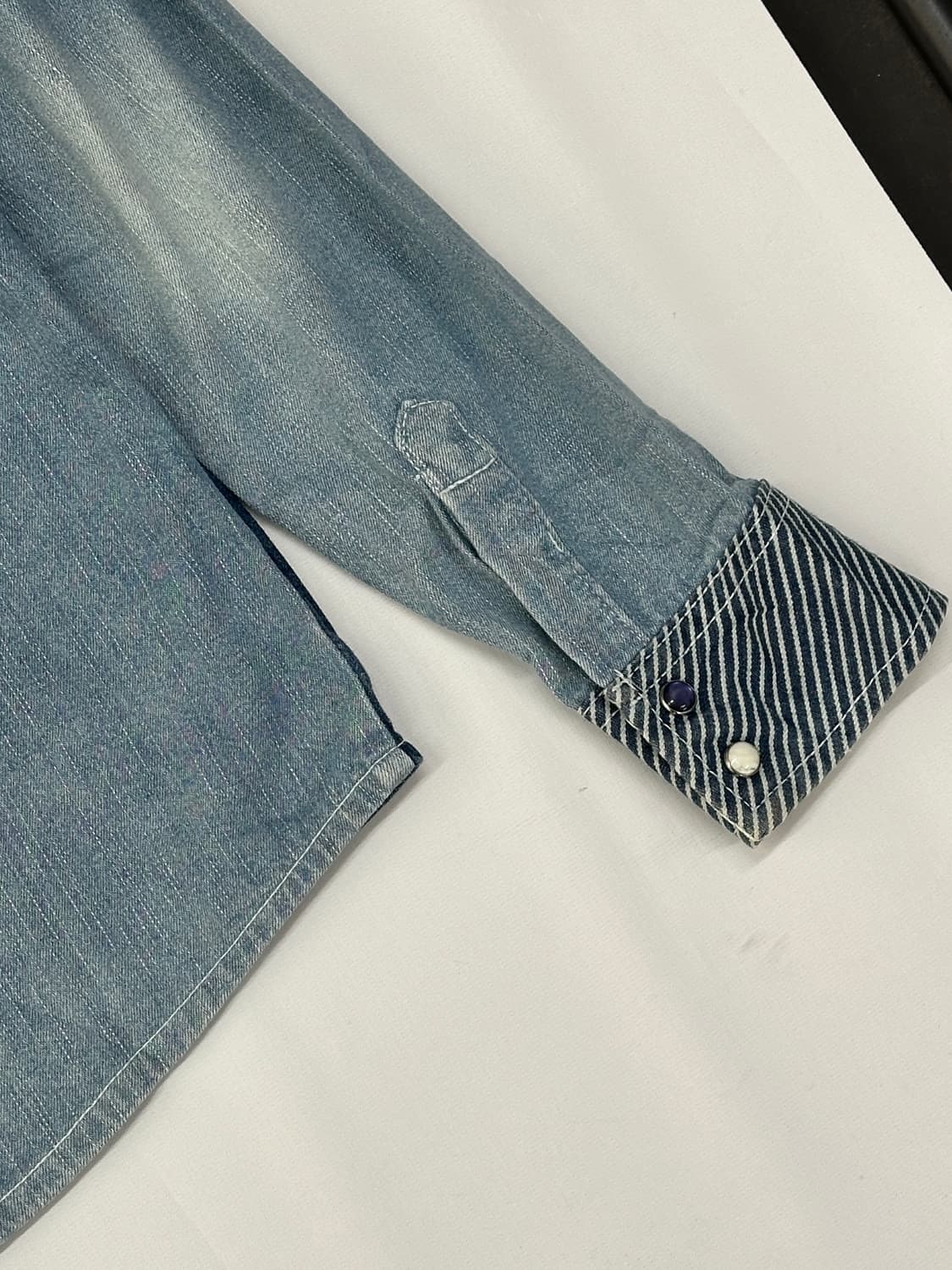 ⭐️ CORISCO 패치워크 스티치 데님 셔츠⭐️일본 빈티지 보헤미안 상품이미지6