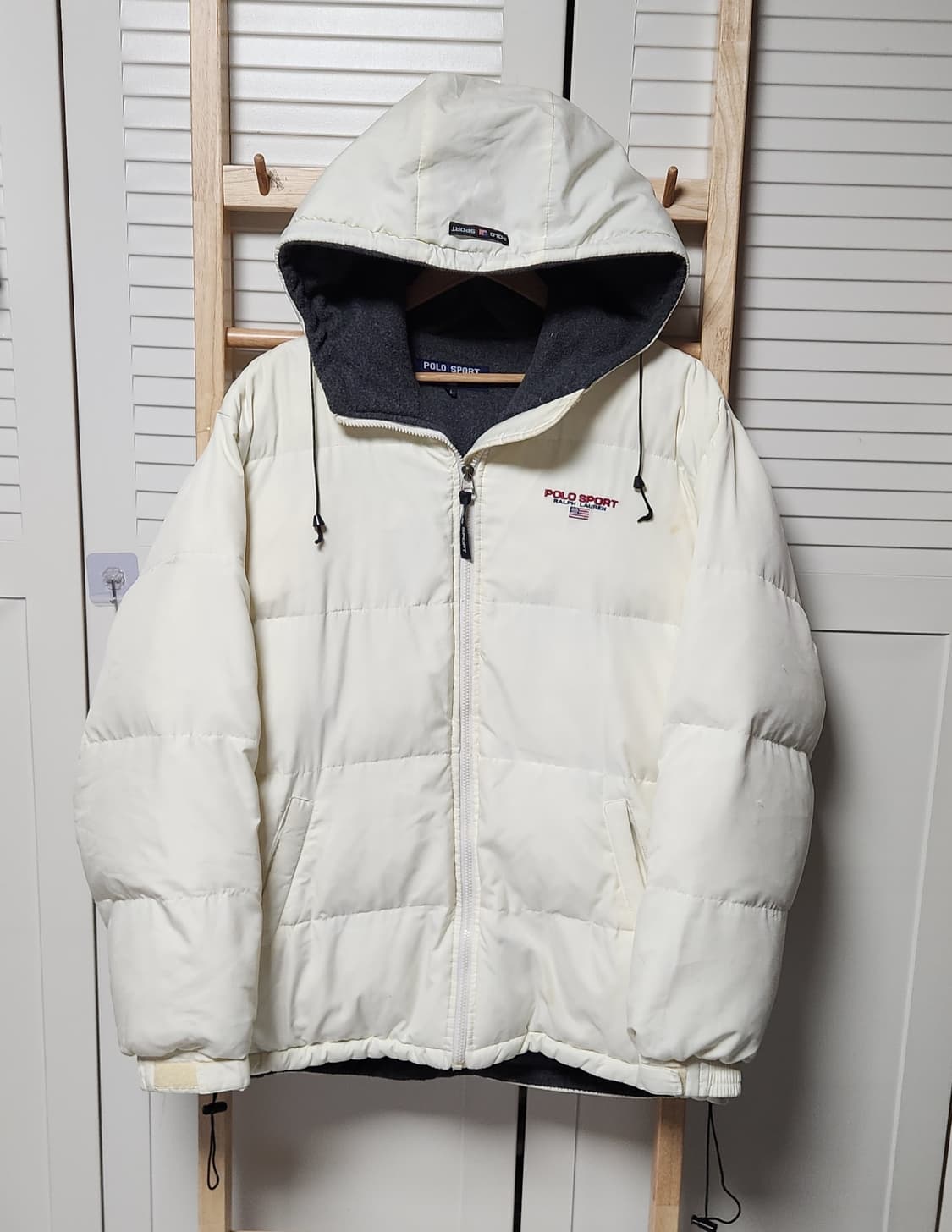 폴로 스포츠 다운 푸퍼 아이보리 후드 패딩 상품이미지1