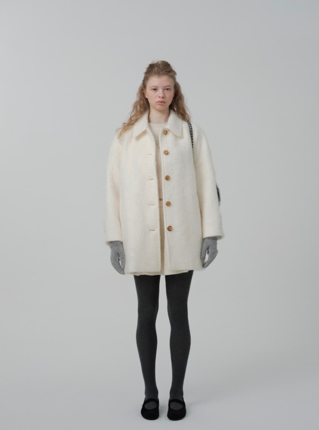 더바넷 스노우 화이트 발마칸 하프 코트 상품이미지1