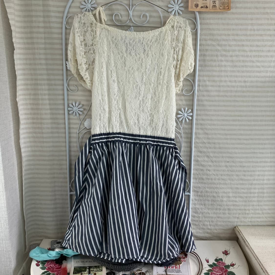 빈티지 레이스 리본 원피스 967 y2k 스트릿 갸루 펑키 일본 상품이미지2