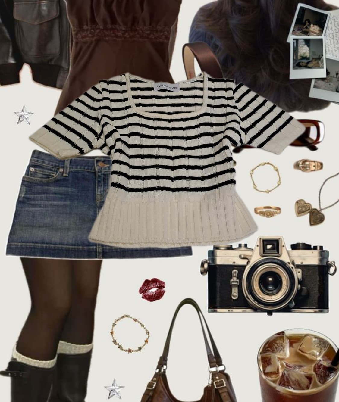 (새상품)다운타운걸 스퀘어넥 크롭반팔니트 아이보리 상품이미지1