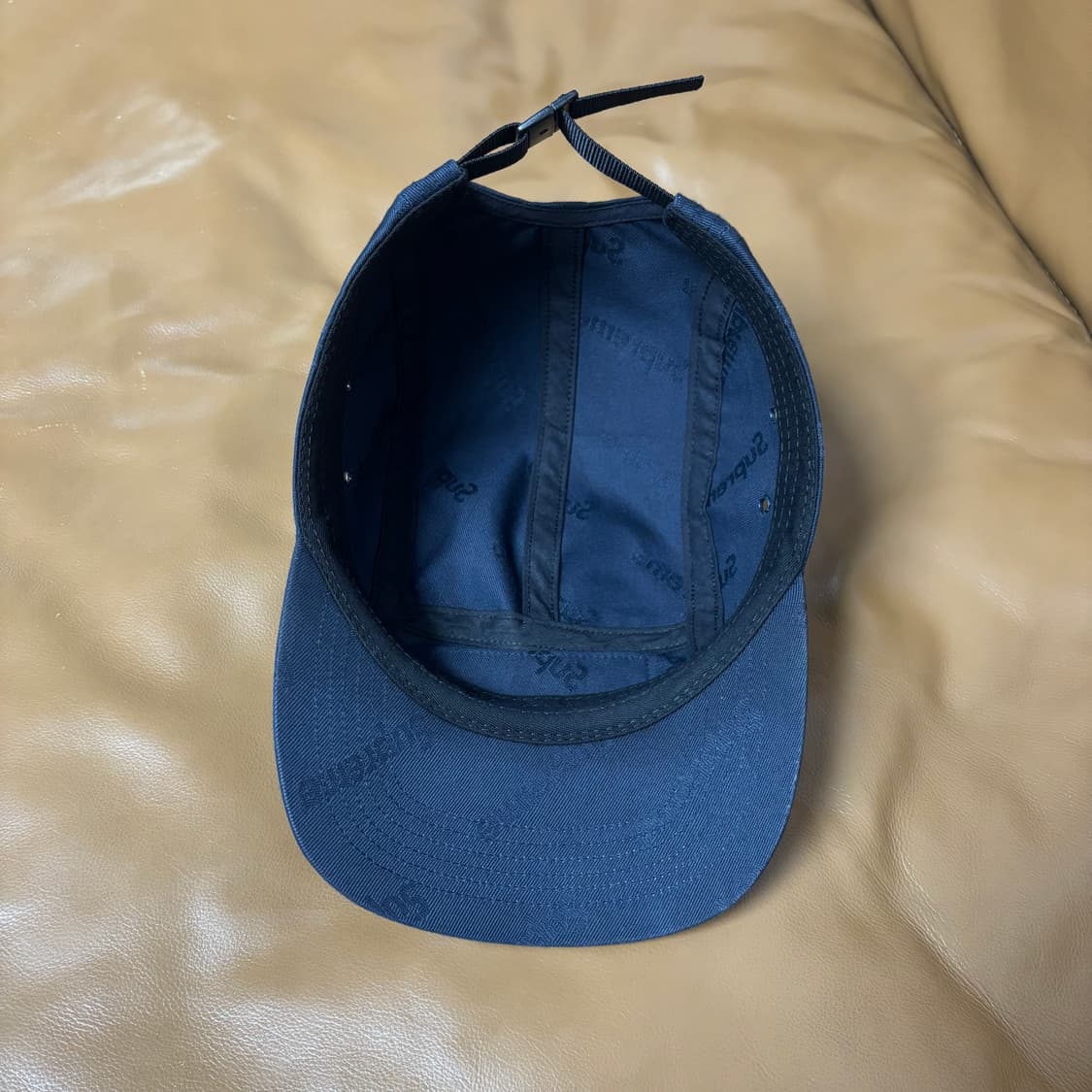 슈프림 캠프캡 모자 박스로고 자카드 네이비 상품이미지6