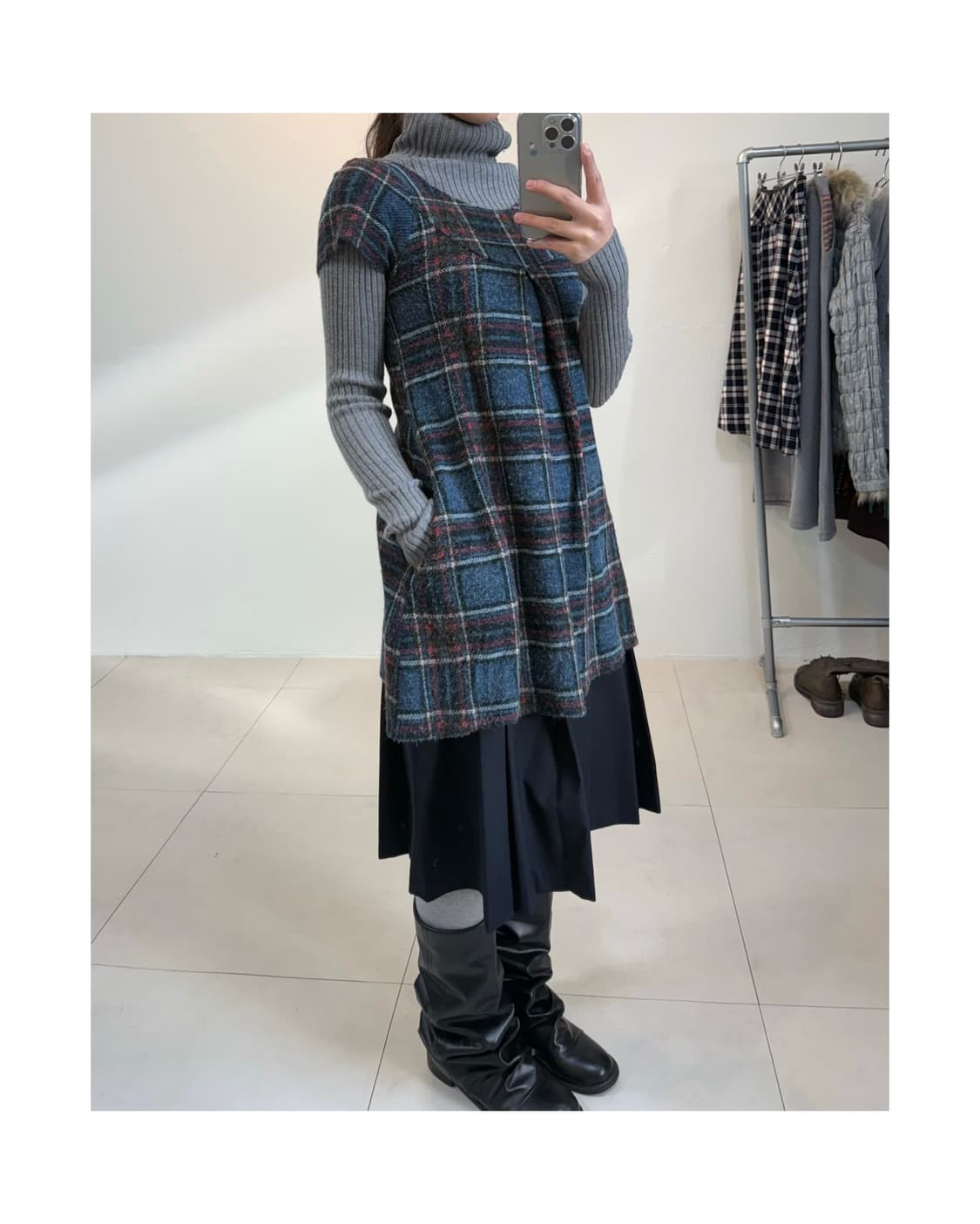 빈티지 체크 원피스 상품이미지2