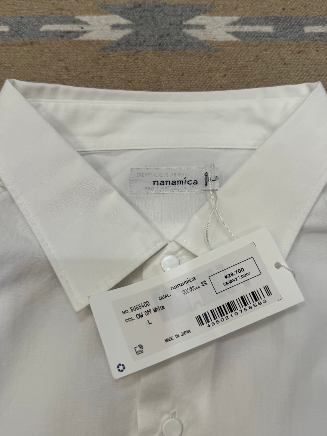 [L][105] 나나미카 레귤러 카라 윈드 셔츠 화이트 상품이미지3