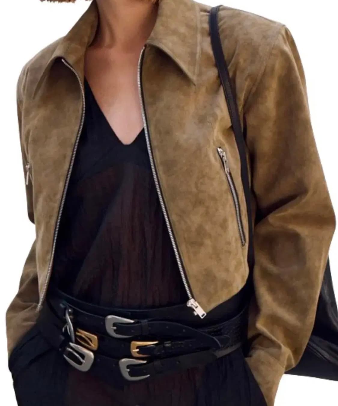 렉토 스웨이드 크롭 자켓 상품이미지1