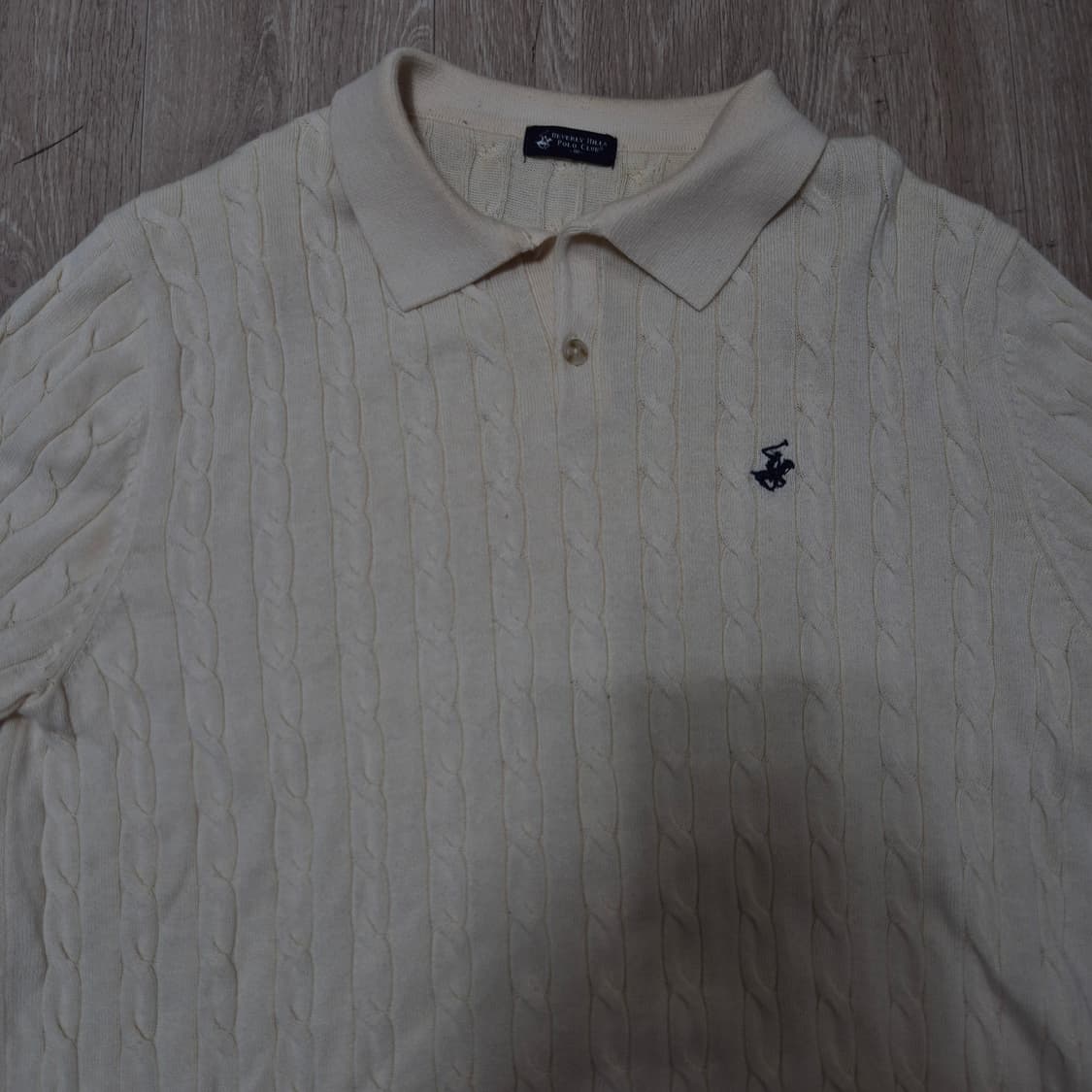 비버리리힐즈폴로클럽 자수로고 카라 케이블 꽈배기 니트 L(100) 상품이미지2