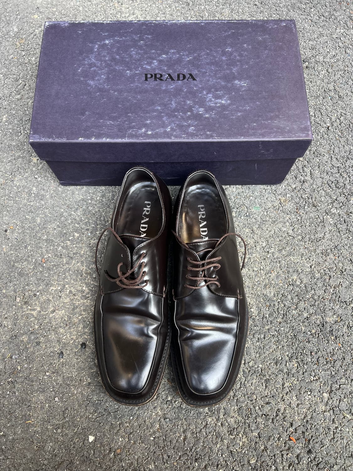 prada 브라운 세미 스퀘어토 더비 상품이미지5