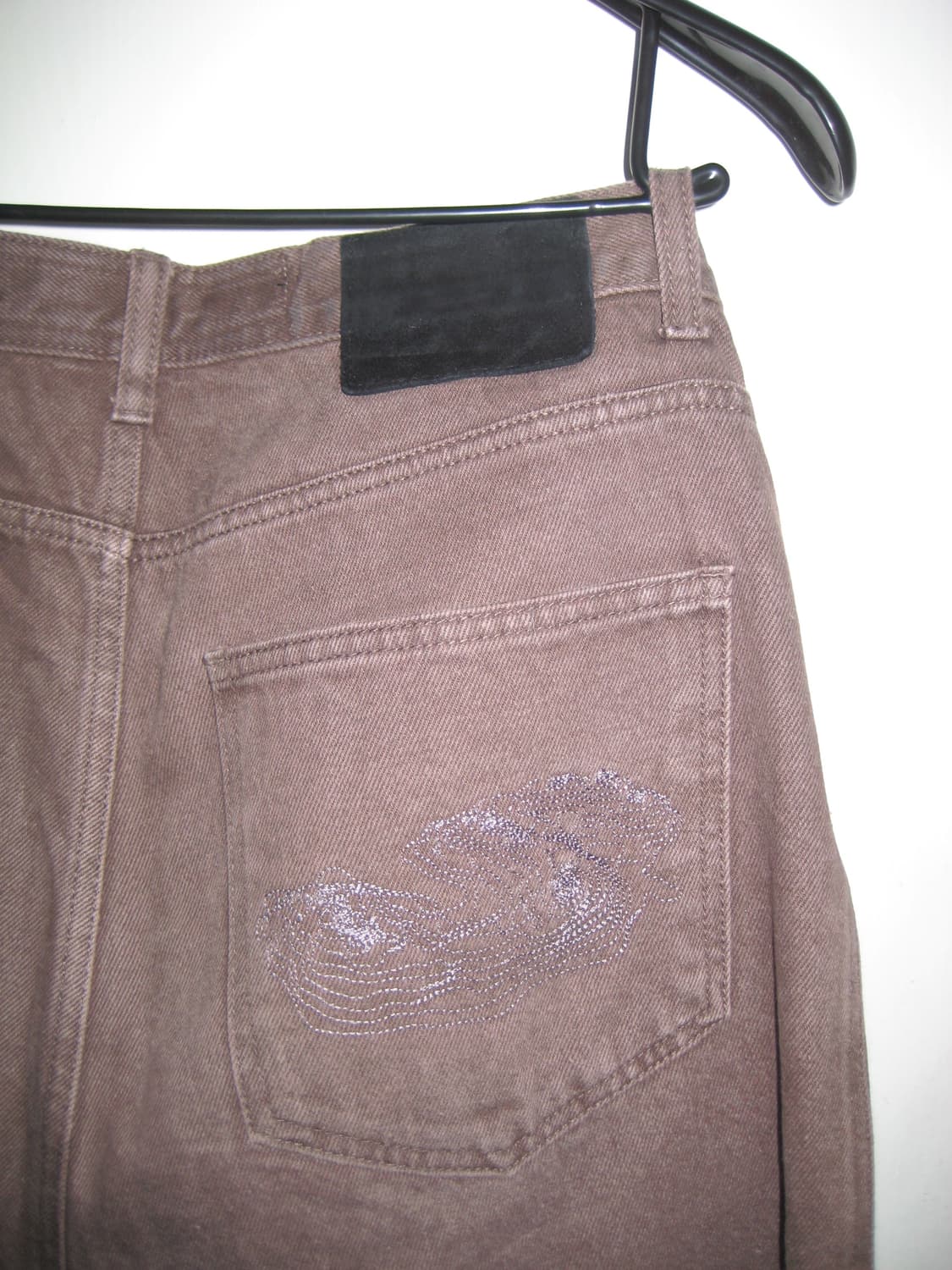 Suade 데님 자수 팬츠 브라운 스웨이드 라지 상품이미지4