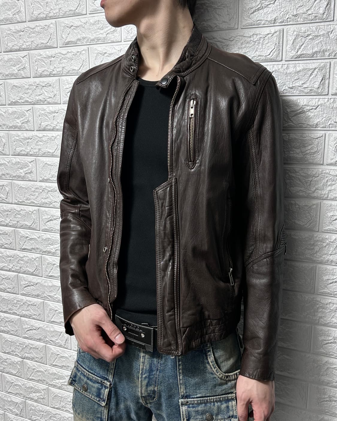 00‘s 딥 브라운 램스킨 자켓 상품이미지1