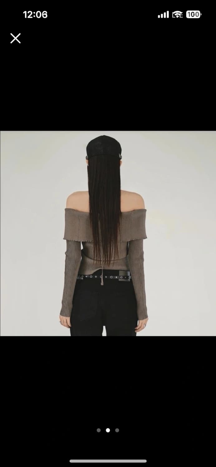 [시크원] 팩트 지퍼 홀터스트링 골지집업 오프숄더 니트 상품이미지2