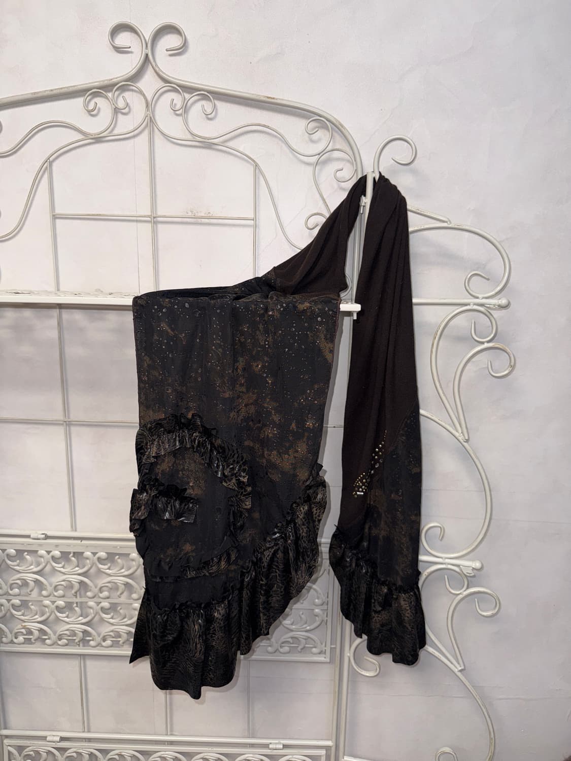 Brown oriental grunge tie dye scarf 상품이미지1