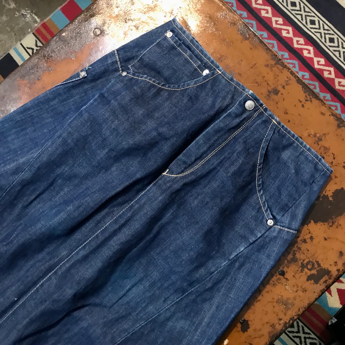 리바이스 엔지니어드진 A라인 진 중청 데님 롱스커트 허리 27 28  상품이미지2