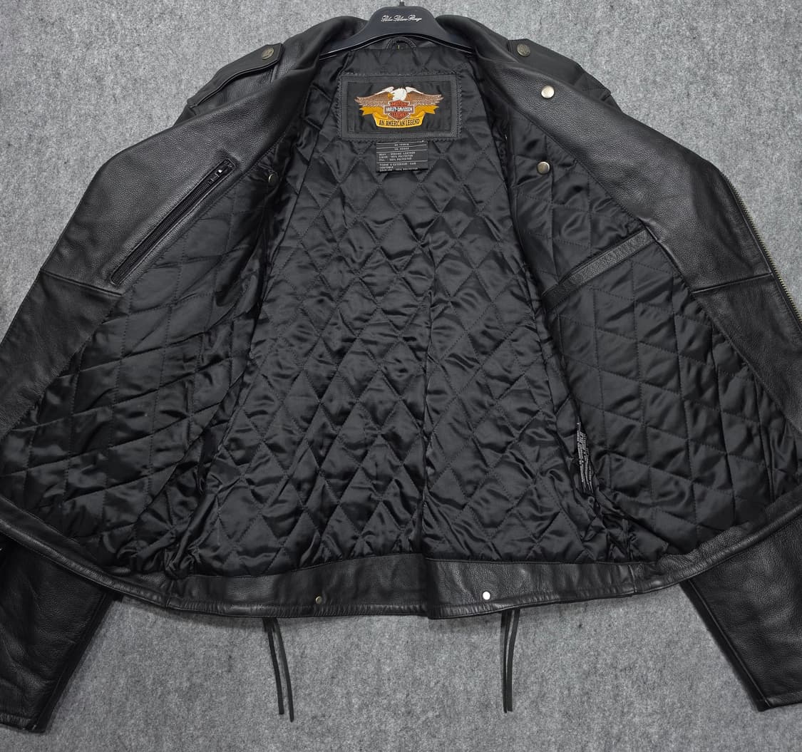 할리 데이비슨 이글 엠보 로고 레이스업 더블 라이더 자켓 가죽자켓 L 상품이미지3