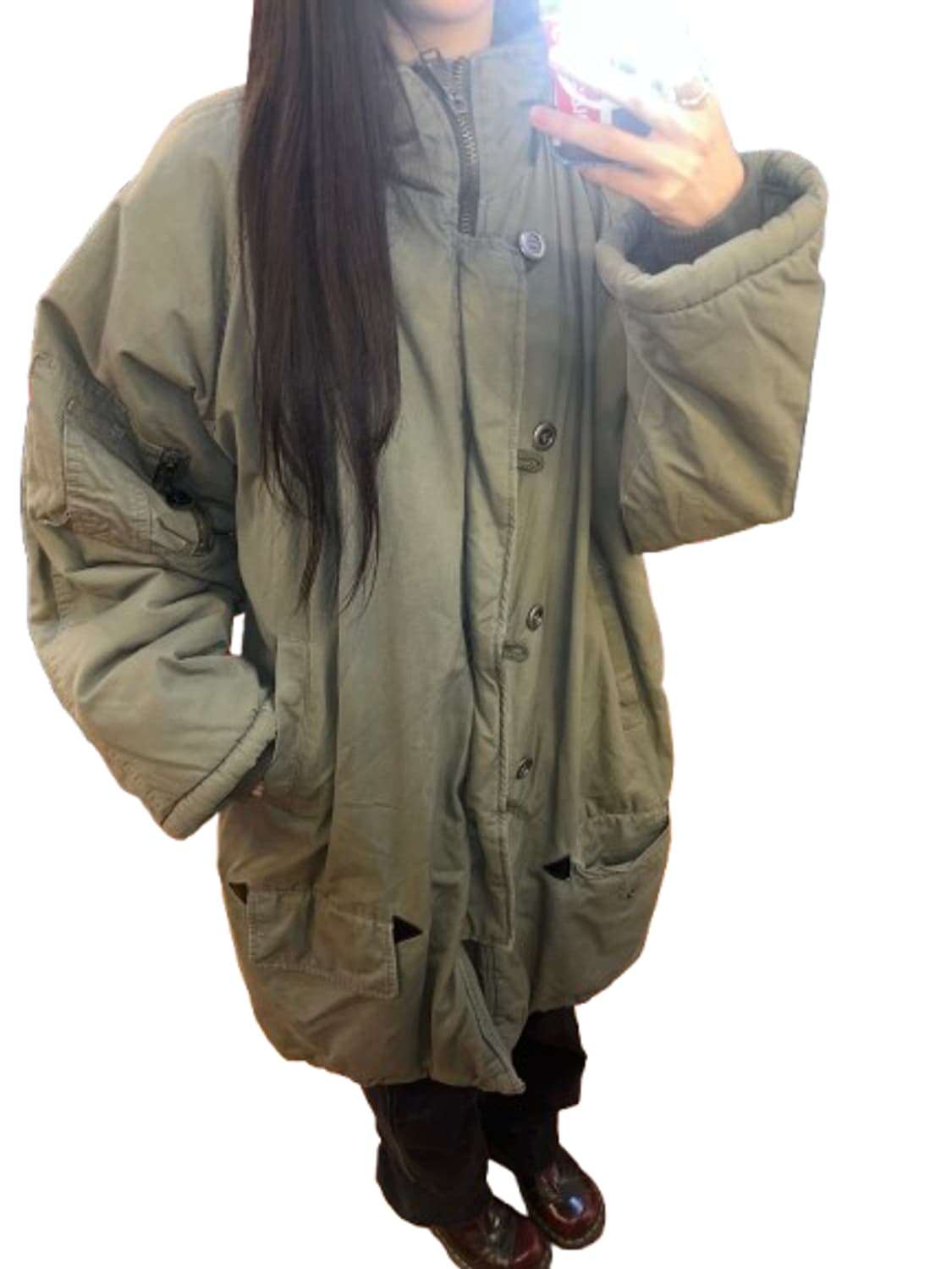 NO BRAND 카키 롱 야상 아우터 상품이미지1