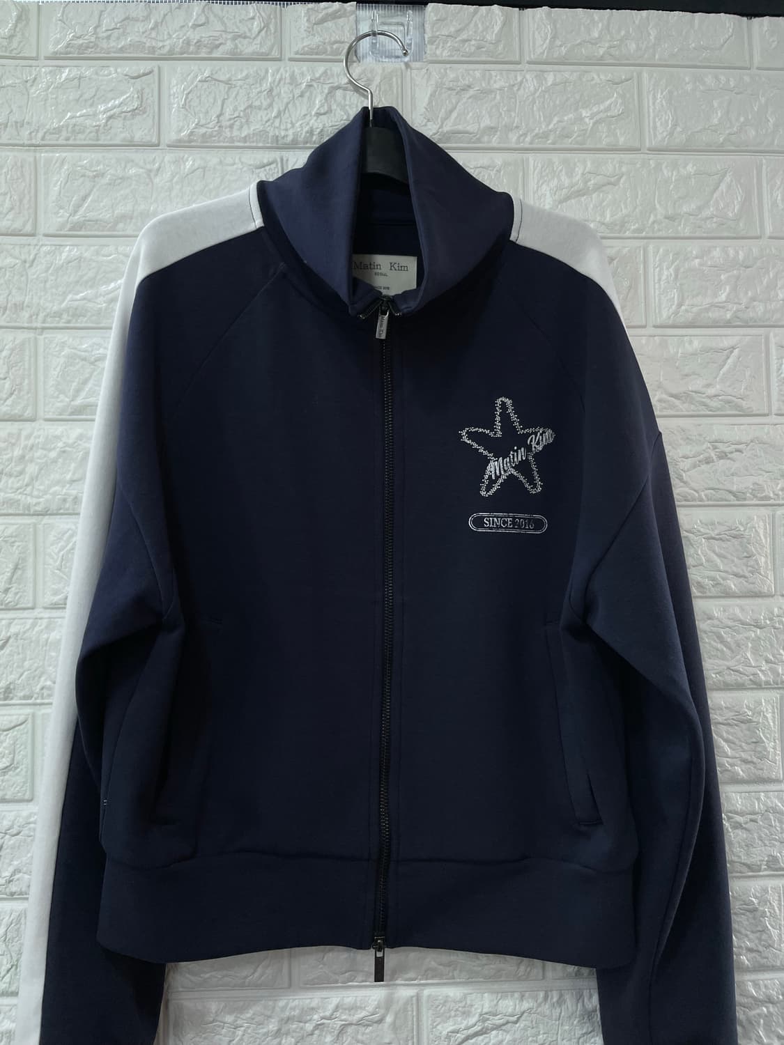 마뗑킴 빈티지 그래픽 저지 집업 네이비 상품이미지5