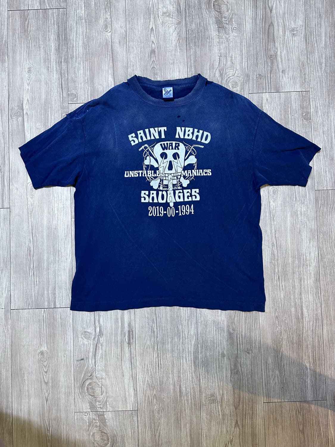 네이버후드 x 세인트 마이클 STHD Saint NBHD 티셔츠 네이비 상품이미지1