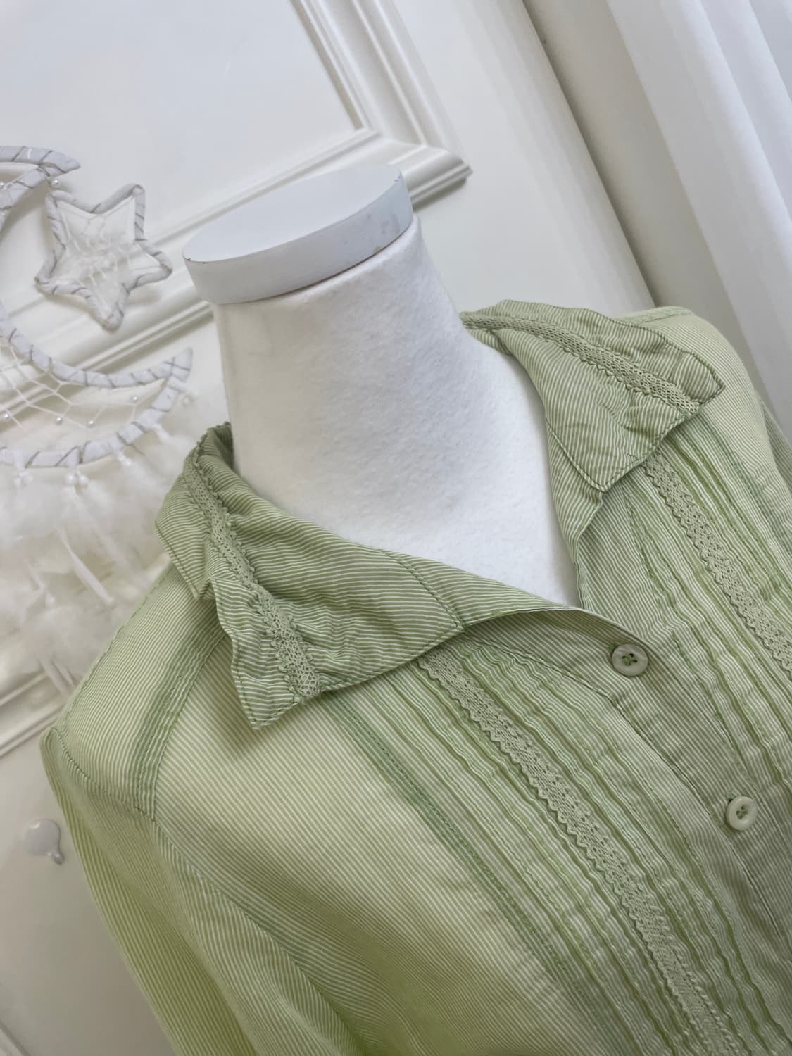 olive stripe side string long blouse 상품이미지7