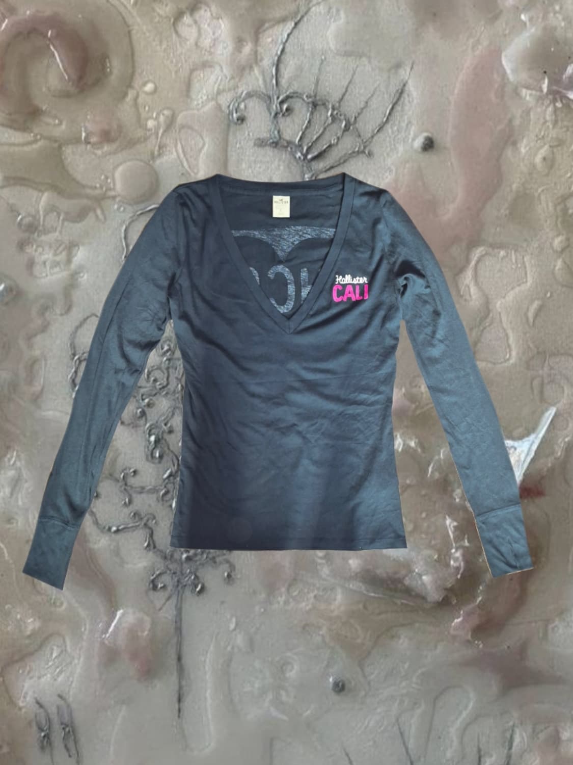 y2k 미국 빈티지 홀리스터 긴팔 티셔츠 롱슬리브 브이넥 네이비 상품이미지1