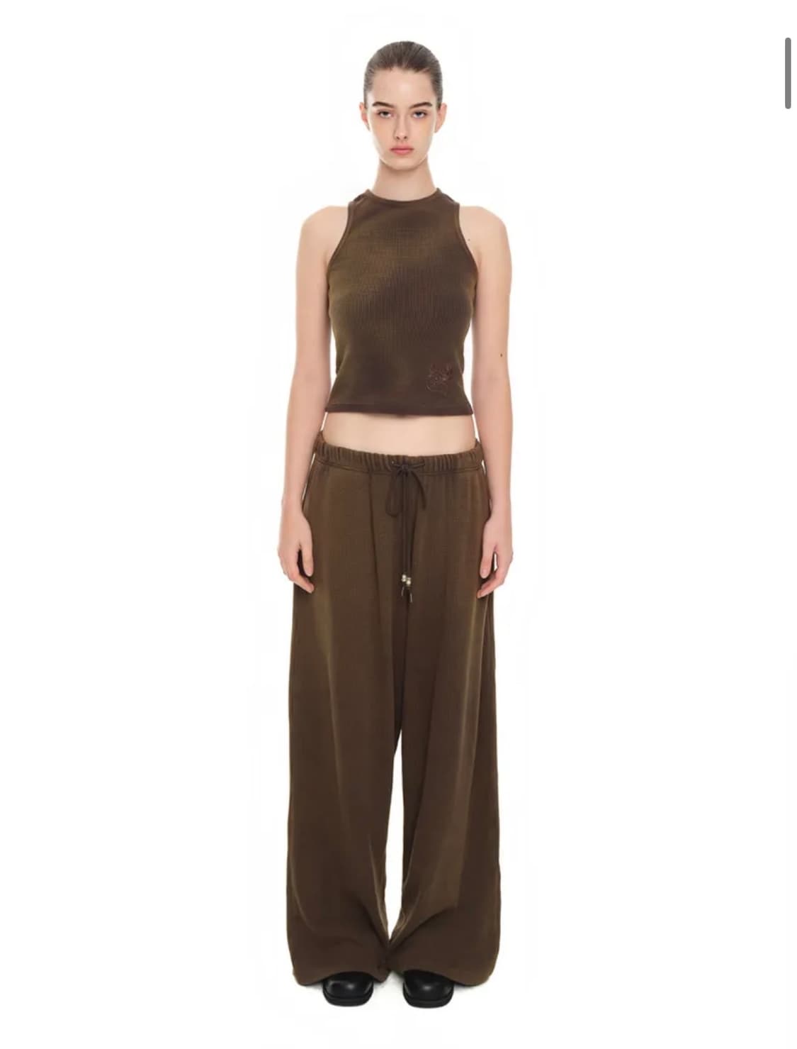 투머치택스 웨스턴 비즈 와플 팬츠 워시드 브라운 상품이미지3