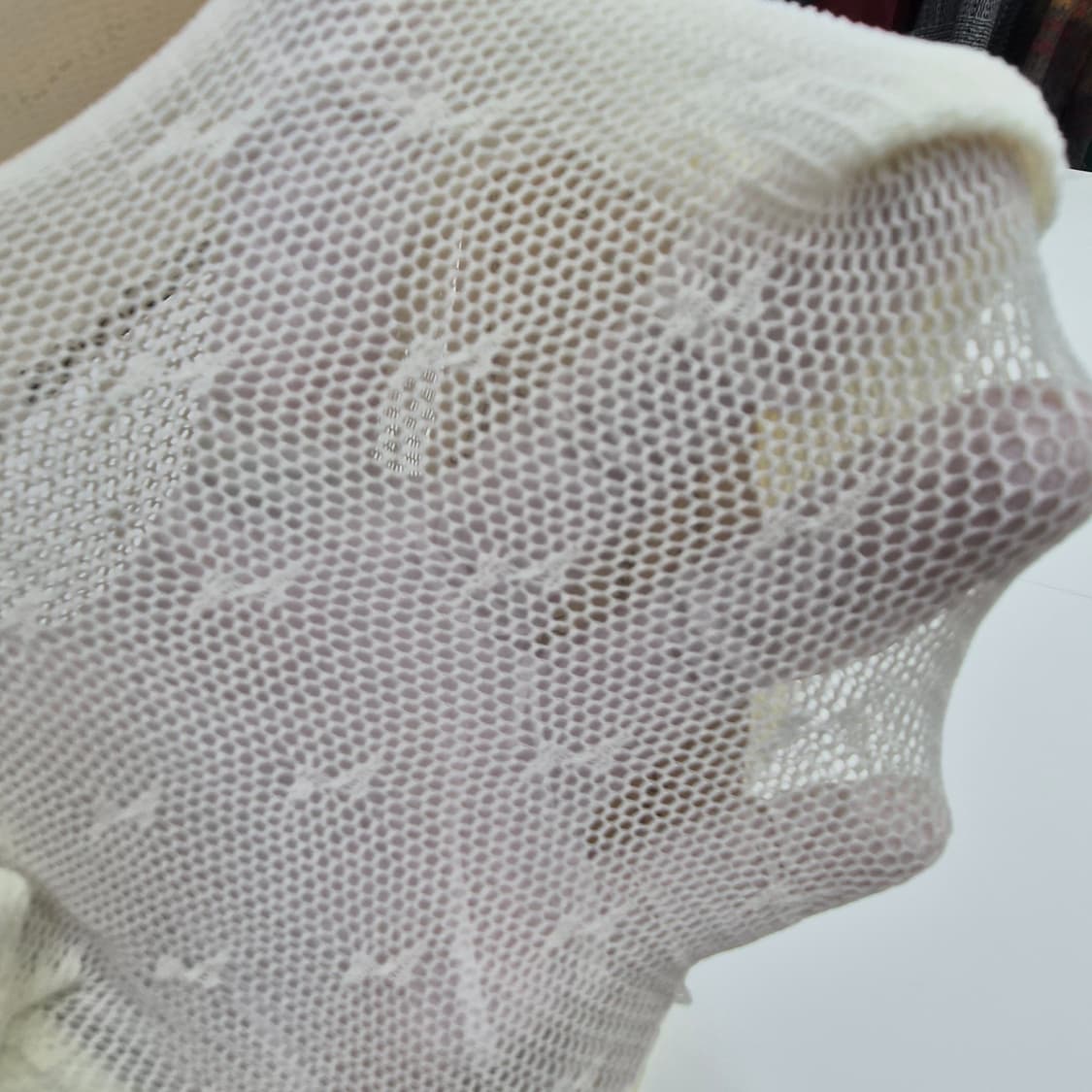 Atsugi 리본 패턴 아이보리 망사 스타킹 상품이미지3