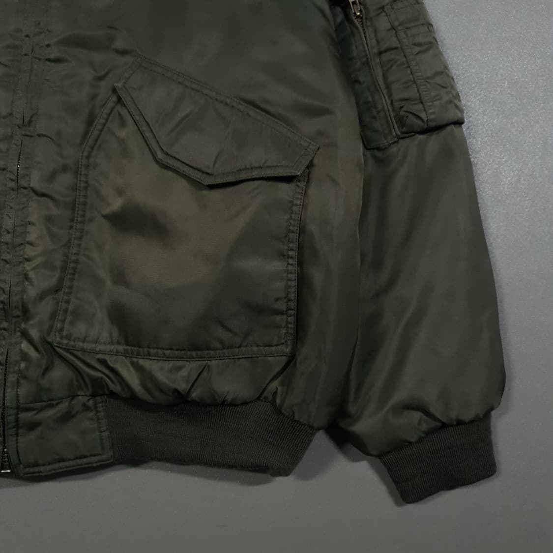 MV 에어포스 밀리터리 MA-1 누빔 점퍼 플라이트 자켓 카키 XL 상품이미지4