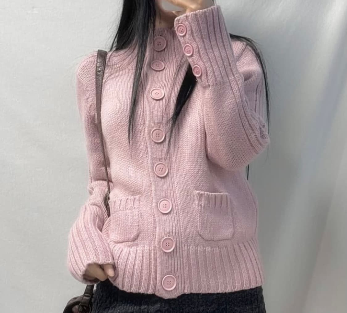 일본 빈티지 핑크 가디건 상품이미지1