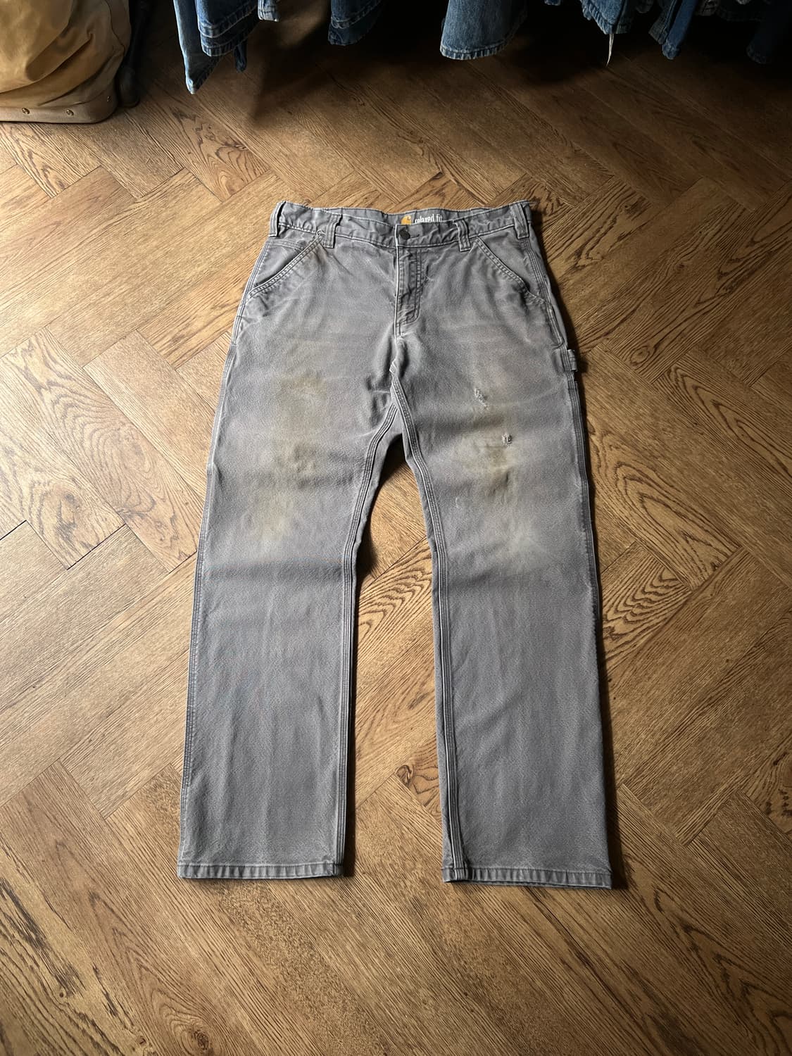 [33]칼하트 USA 빈티지 페이딩 차콜그레이 싱글니 카펜터 워크 팬츠 상품이미지2