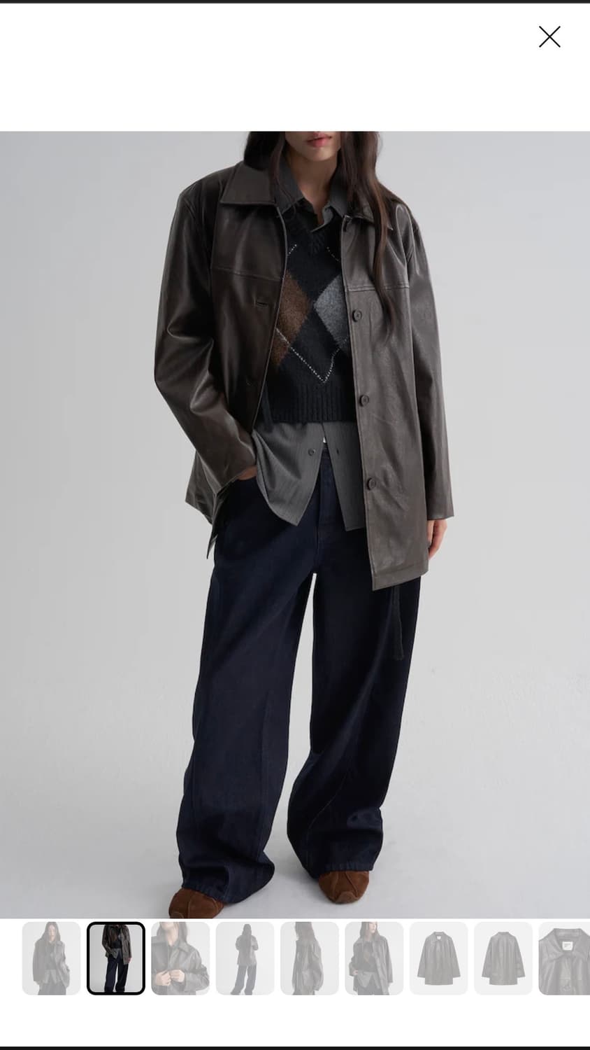 에잇세컨즈 싱글 레더 하프코트 브라운 상품이미지2