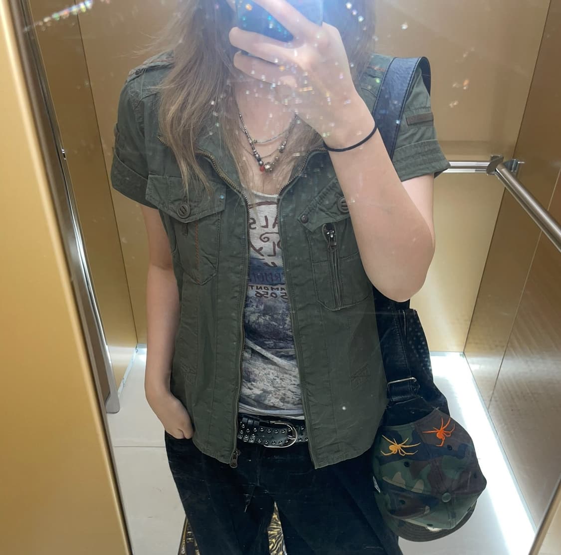 y2k punk melange grey top 상품이미지2