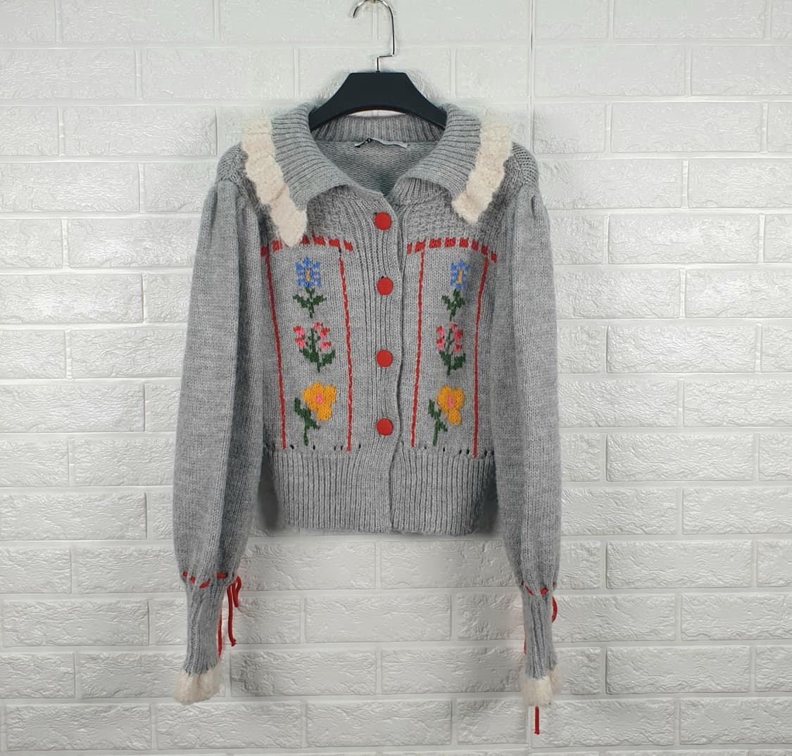 [55]자라 자카드 칼라 플로럴 니트 가디건 상품이미지2