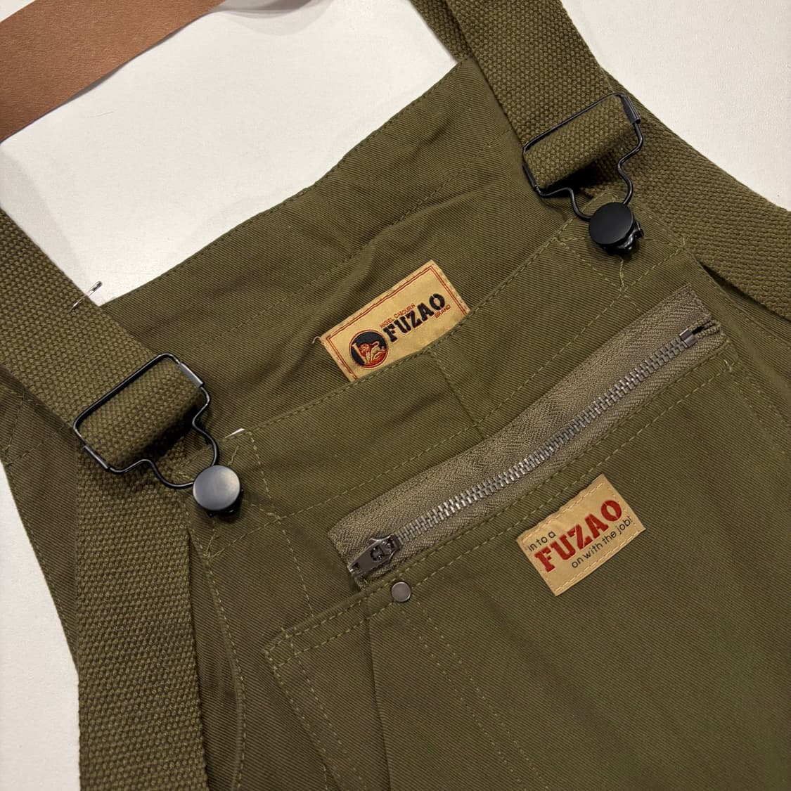 [2XL] FUZAO 더블니 올리브 그린 작업 오버롤 D627 상품이미지4
