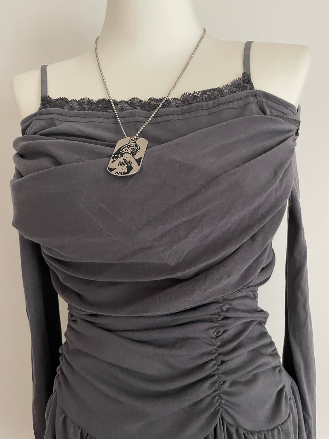 레이스 셔링 미니원피스 상품이미지2