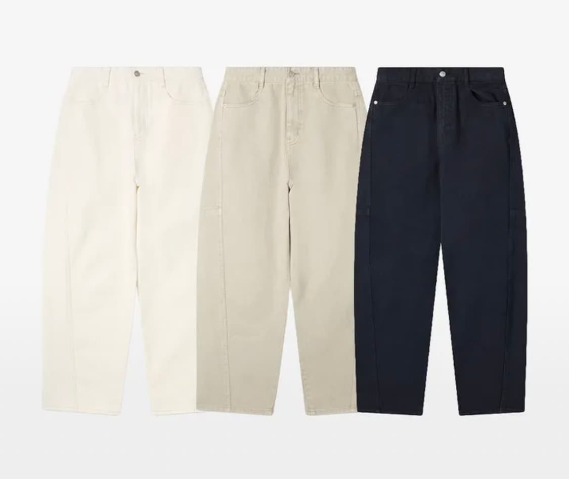 미쏘 커브드 데님 라이트 카키 상품이미지2