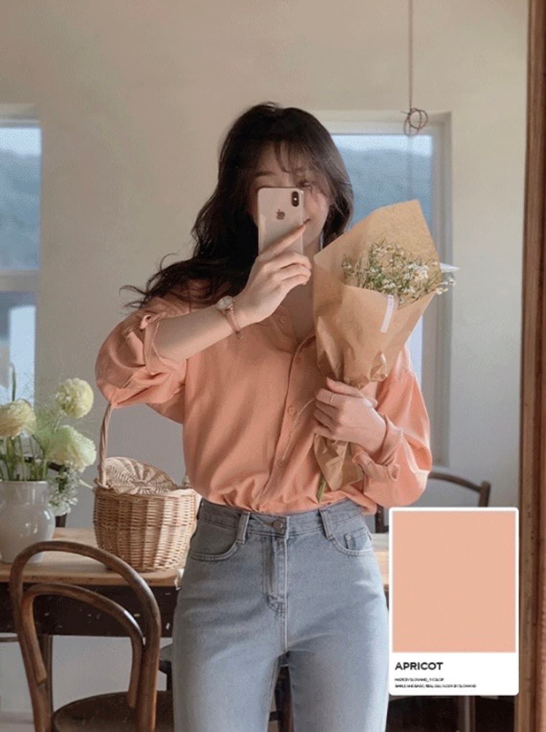 (미착용, 새상품) 슬로우앤드 made. 리버 여리핏 실키블라우스 상품이미지1