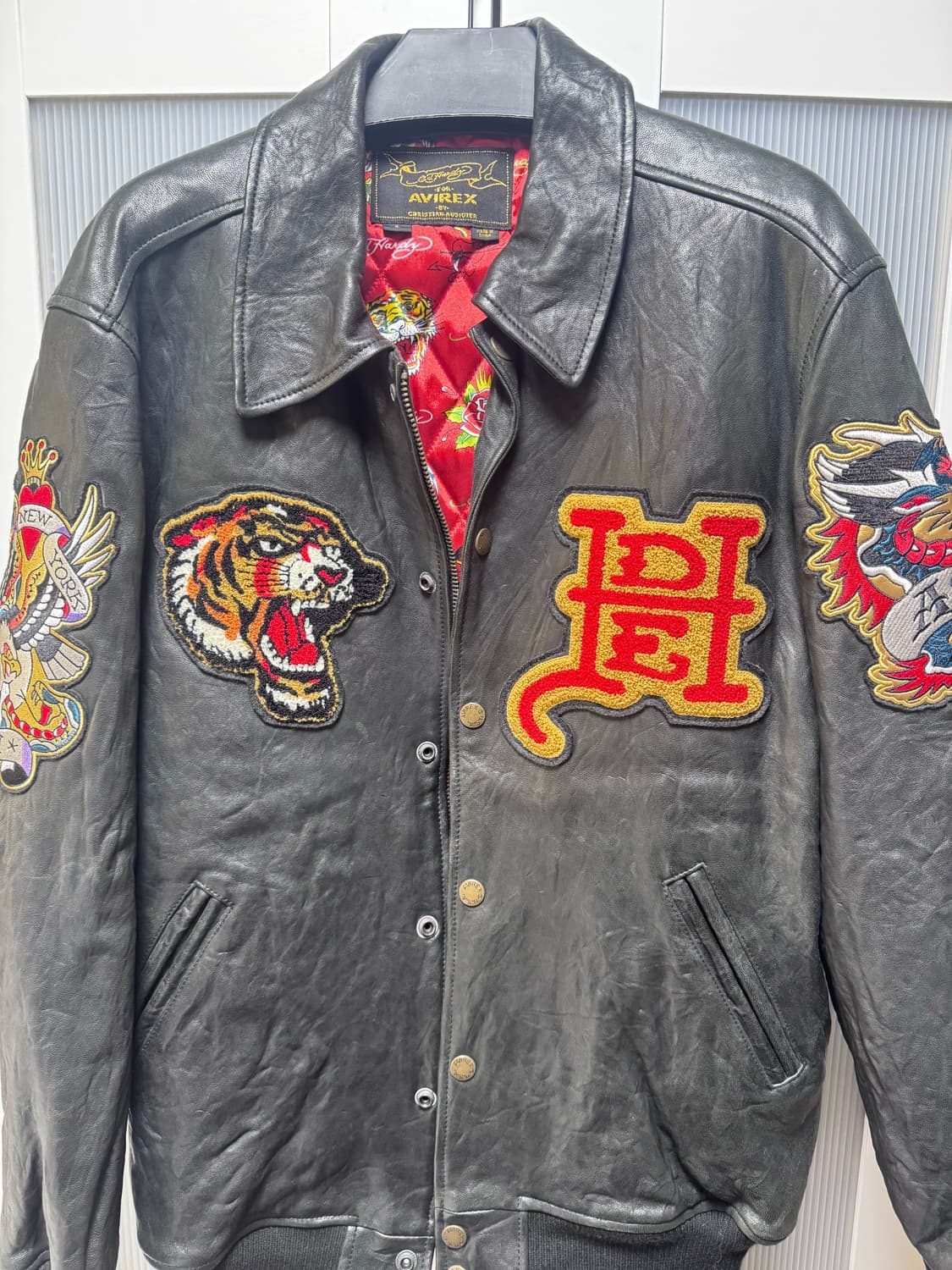 에드하디 x 아비렉스 콜라보 빈티지 가죽 바시티 자켓 상품이미지1