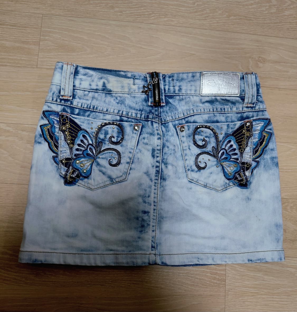 에고이스트 대대장 Y2K 나비자수 데님스커트 상품이미지1