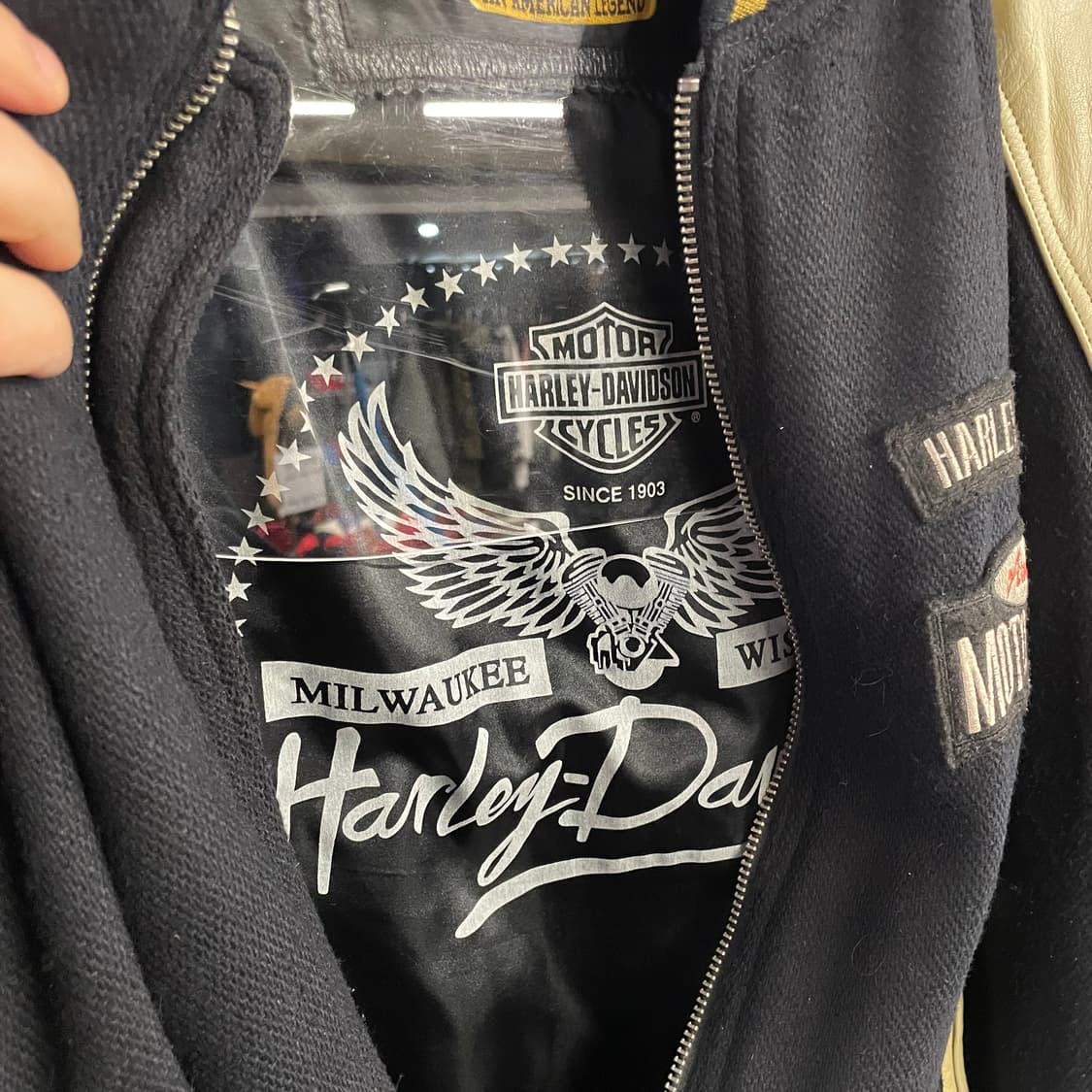 90s 할리데이비슨 가죽 바시티자켓 상품이미지7