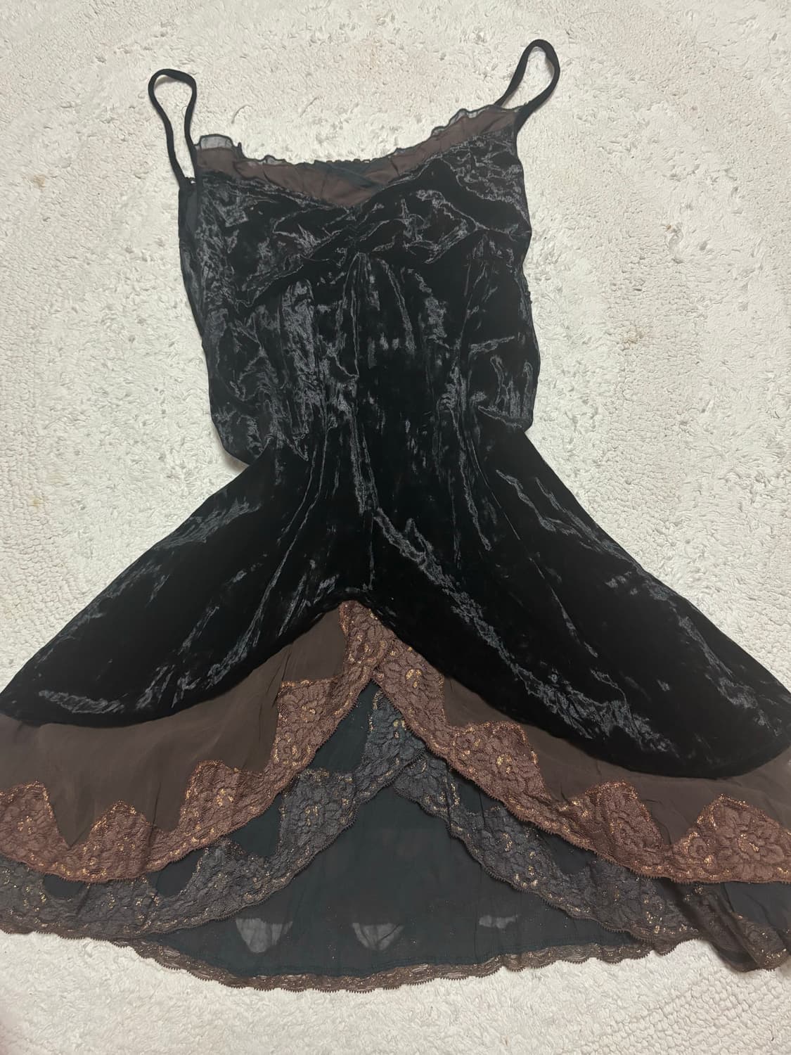 벨벳 빈티지 블랙 슬립 레이어드 원피스 긱시크 모리 펑크 상품이미지1