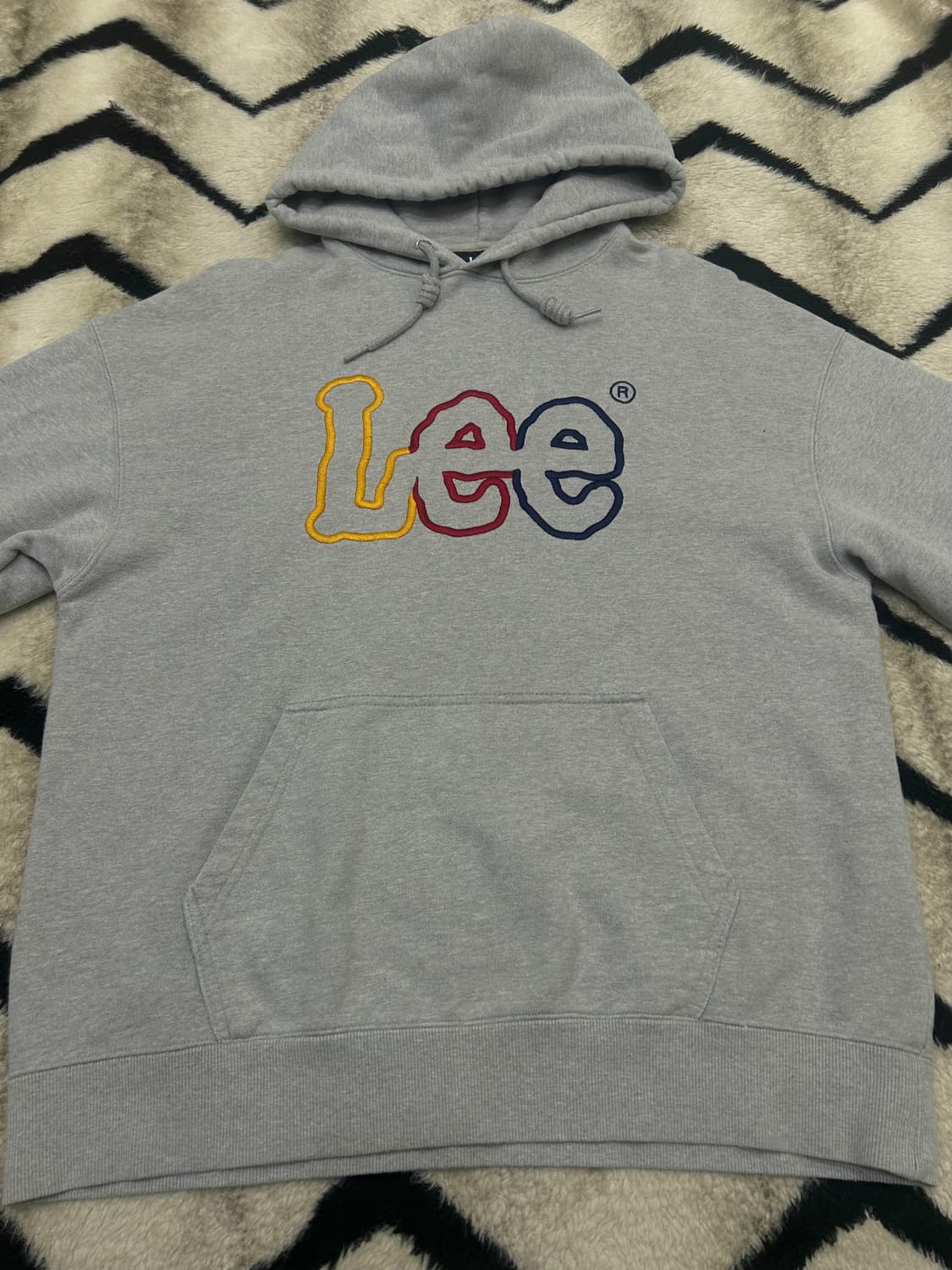 [M]Lee 멀티로고 리버스위브 오버핏 후드/그레이 상품이미지3