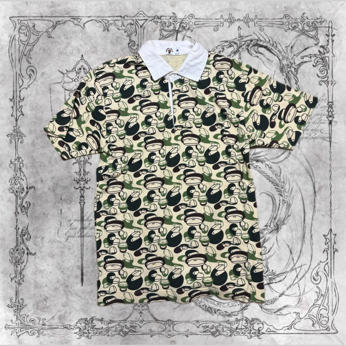 BAPE 베이프 베이비마일로 카모 반팔 럭비티 상품이미지1