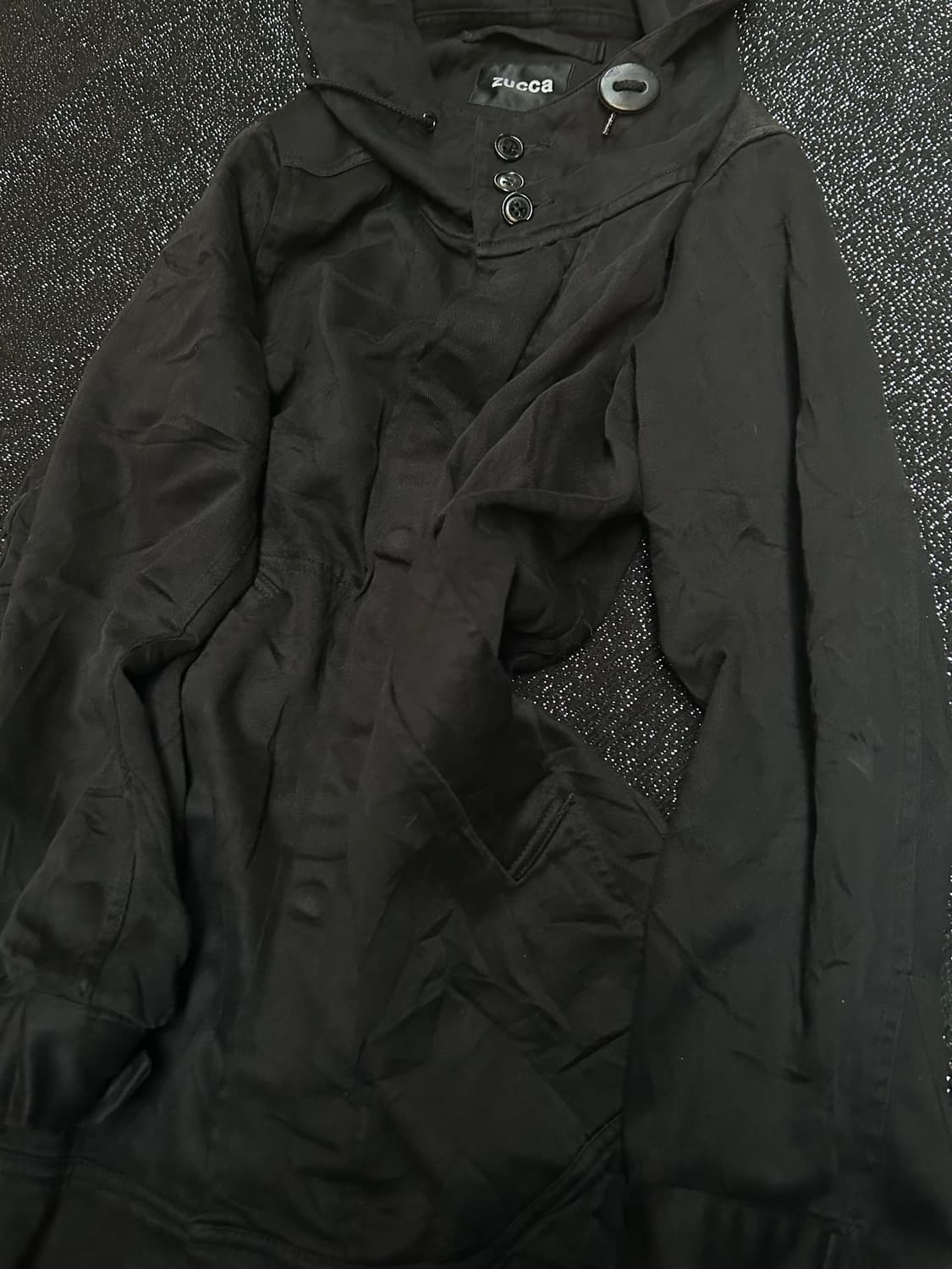 2000s zucca 블랙 버튼 하이넥 후드 자켓  상품이미지2