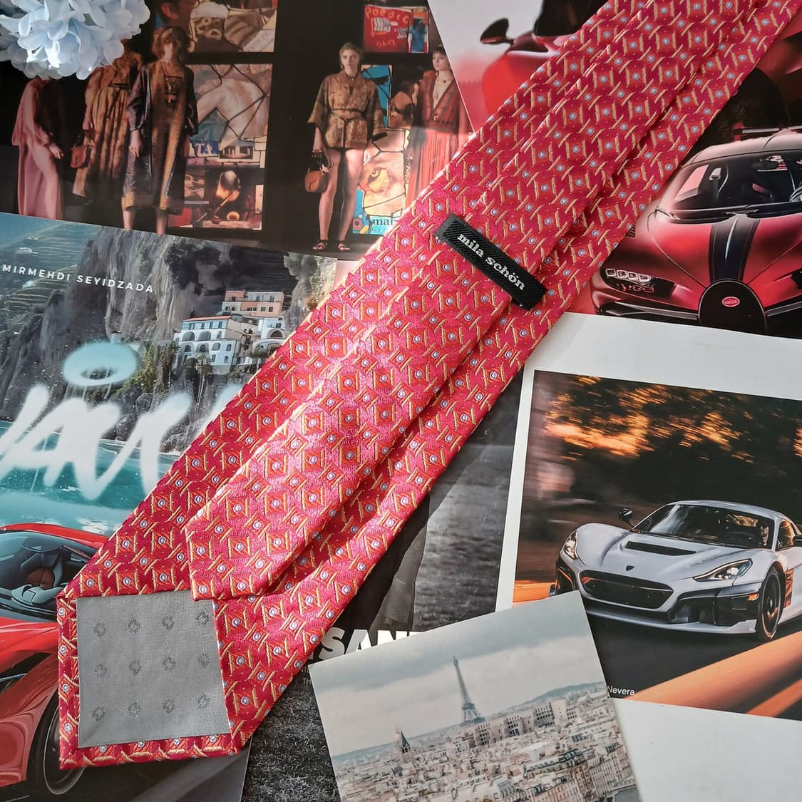 밀라숀 실크 레드 자수 패턴 넥타이 9.2cm A+등급 A19402
 상품이미지6