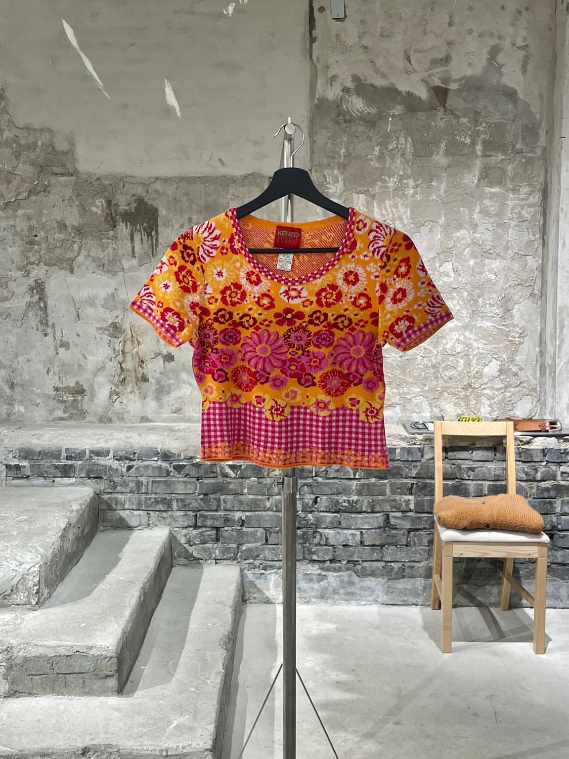 겐조 정글 믹스 U넥 크롭 니트 하프티 상품이미지1