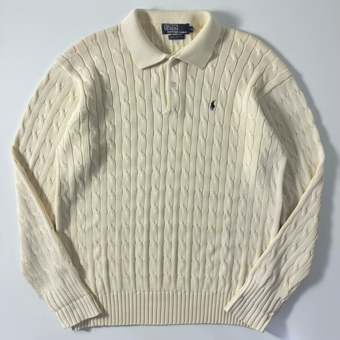 Polo  폴로 랄프로렌 자수 코튼 꽈배기 카라 니트   상품이미지1