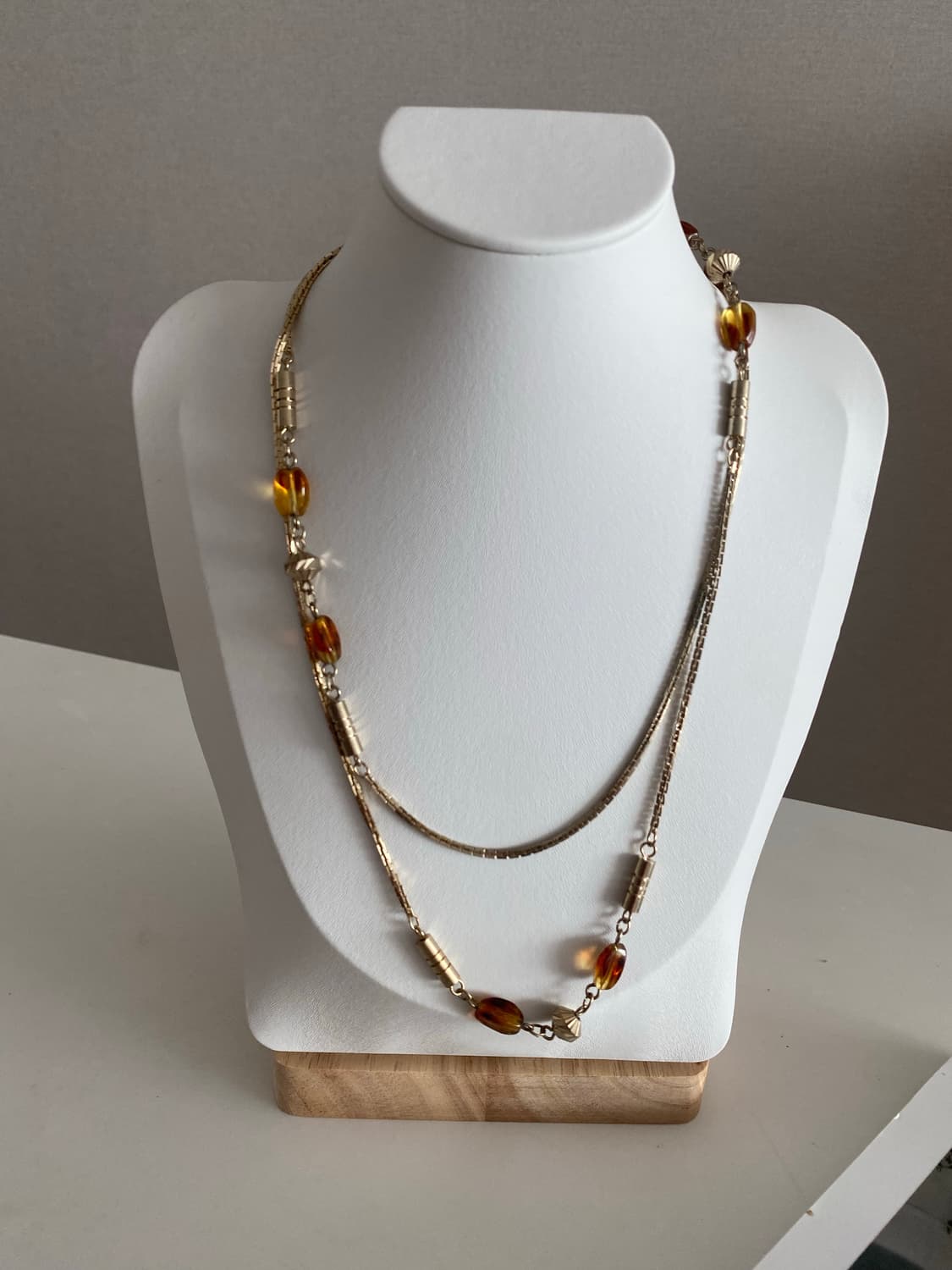 오렌지 호박 빛 롱 체인 목걸이  상품이미지2
