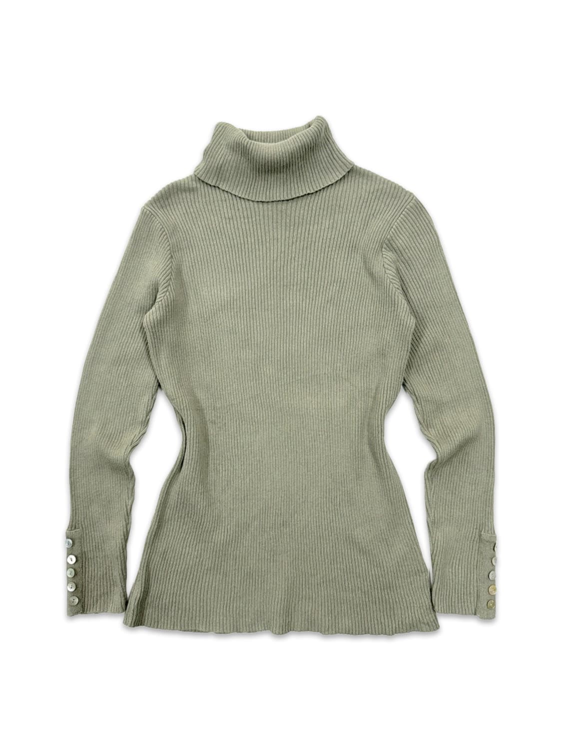 빈티지 CLASSICAL ELF 카키 하이넥 디테일 단추 니트 상품이미지1